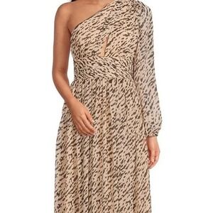 Gianni Bini Dalia One Shoulder‎ Animal Print Chiffon Maxi Dress Asymmetrical 4